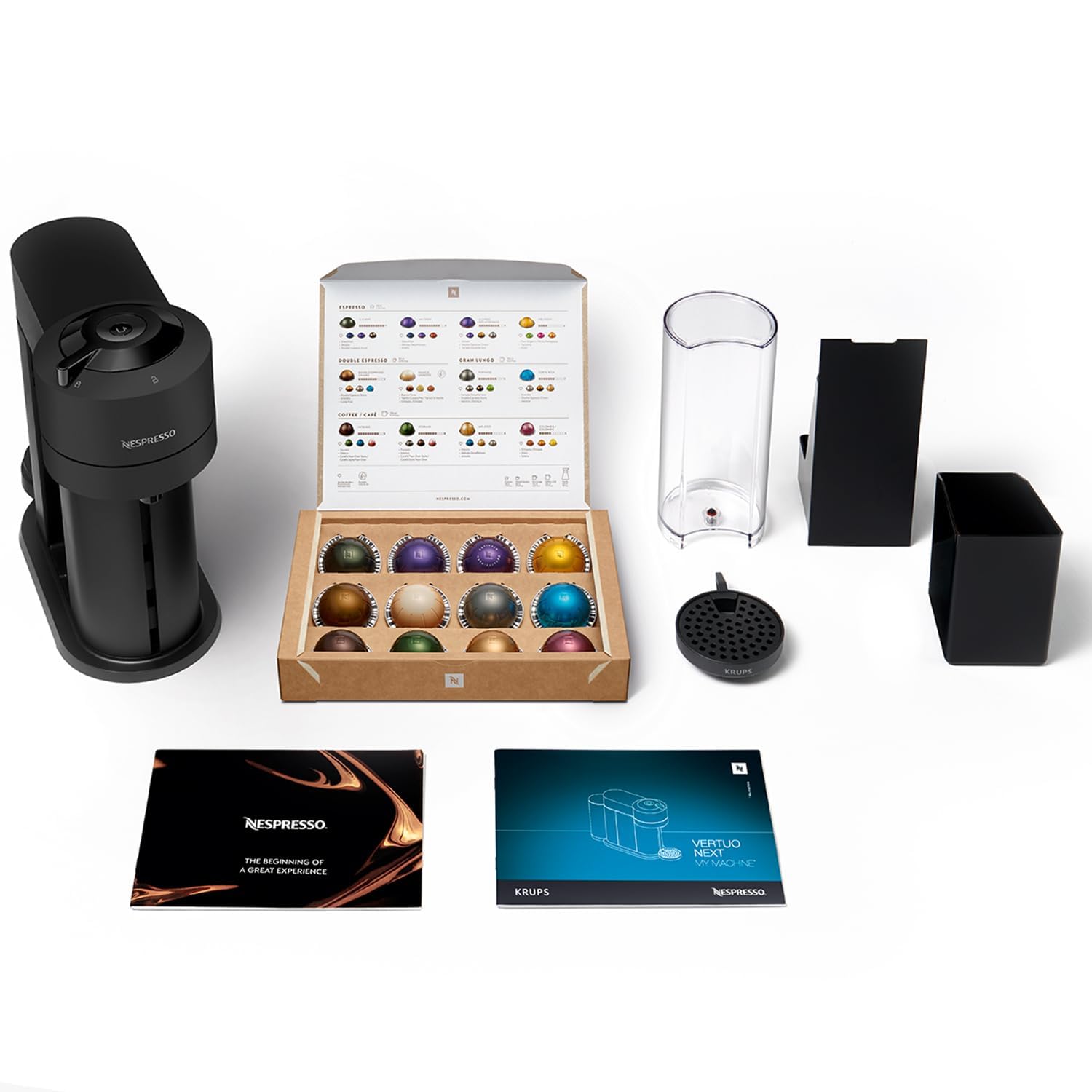 Krups Vertuo Next XN910N Nespresso, Macchina del caffé, 30 secondi di riscaldamento dell’acqua, Spegnimento Automatico, Connettività Bluetooth e Wi-Fi, Nera