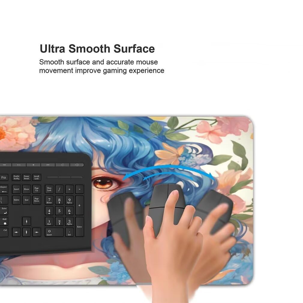Tappetino Mouse XXL 1000x500mm Principessa Grande Mouse Pad, Tappetino Scrivania con Bordi Cuciti, Grande Mousepad Gaming con Base Antiscivolo per Giocatori, Ufficio e Casa (Floreale) -MP1534