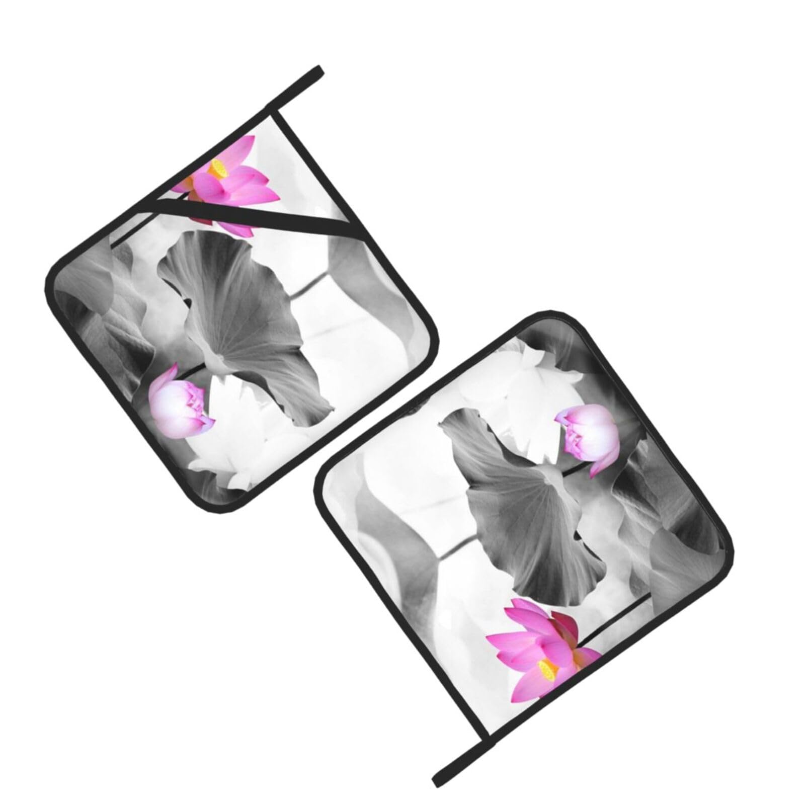 Pink Lotus Flower Printed Oven Pot Holders Set of 2 Pcs Heat Resistant Kitchen Microwave Potholders for Cooking Baking Grilling
