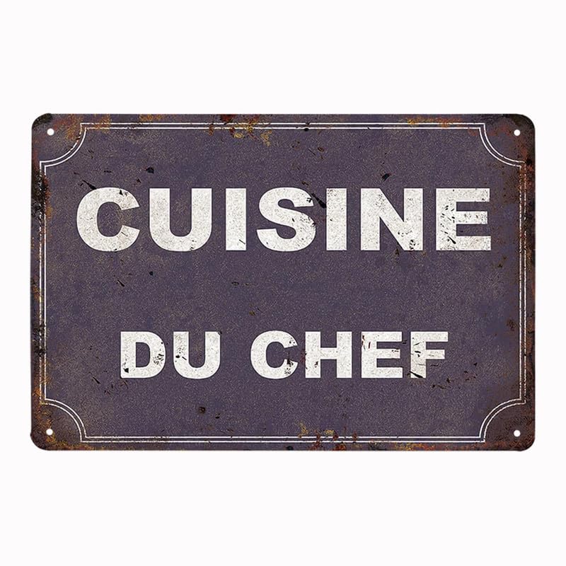 ABCDEFG Cucina, targa vintage in metallo francese, stile retrò, targa in metallo, per bar, pub club, decorazione da parete, 20 x 30 cm
