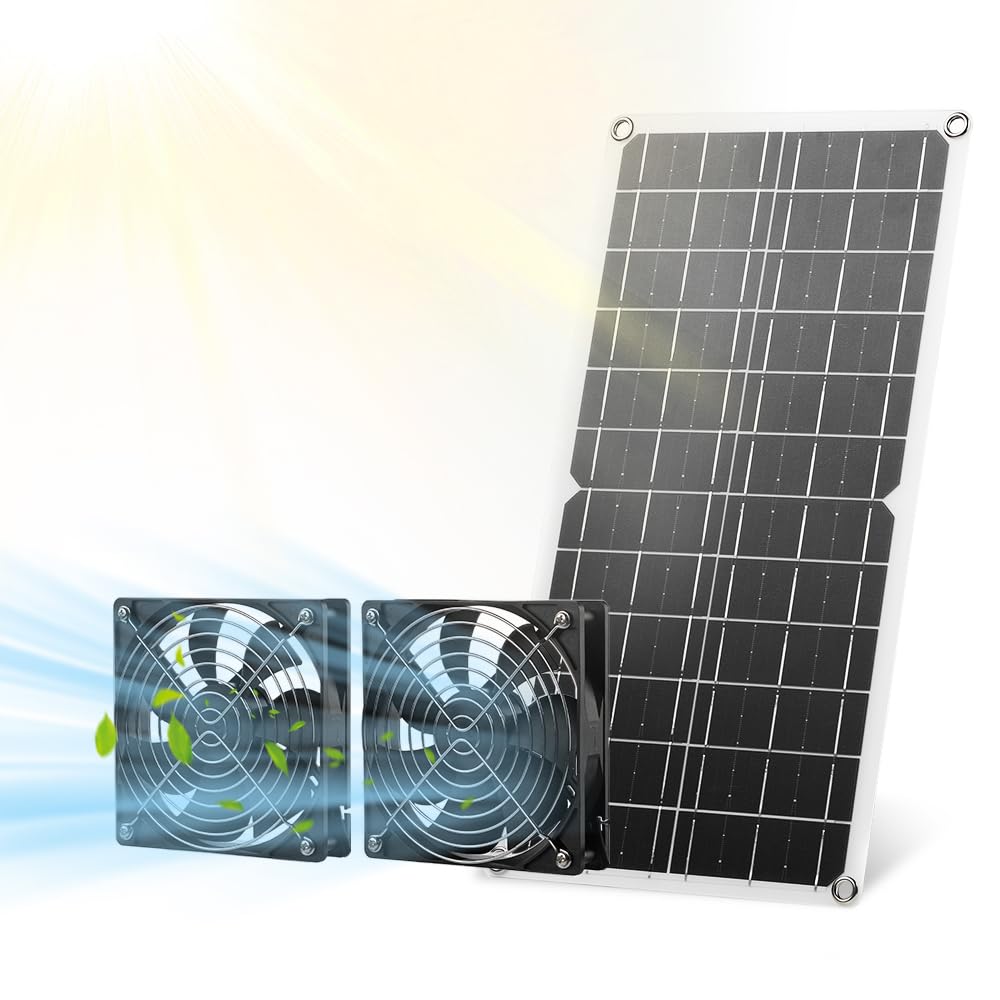 SUNYIMA Solar Ventilator, 15W Wetterfester Solarpanel Ventilator mit DC Fan für kleine Hühnerställe, Gewächshäuser, Schuppen, Haustier Häuser, Fenster Auspuff