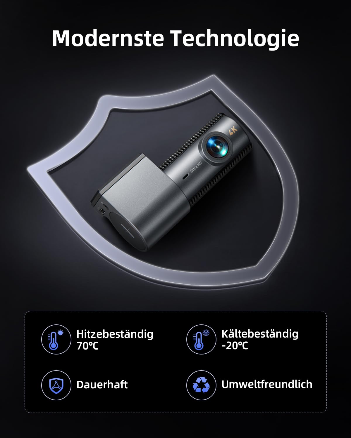 Dashcam Auto Vorne Hinten 4K+1080P 5.8GHz WLAN 170° Weitwinkel 64GB SD Karte G-Sensor 24h Parküberwachung Nachtsicht 1,5" Display