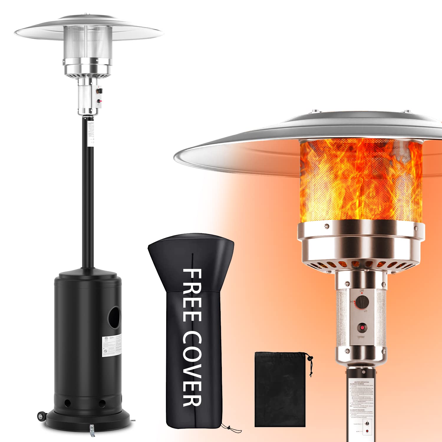 Outdoor Gas Patio Heater - 13KW Patio Heaters Standing Gas Heater Patio  Heater Cover u0026 Portable Wheels, Easy assembly, ETL Certified, Stainless  Steel/Bronze Finish, One-Step Ignition, Anti-Slant : Amazon.co.uk: Garden