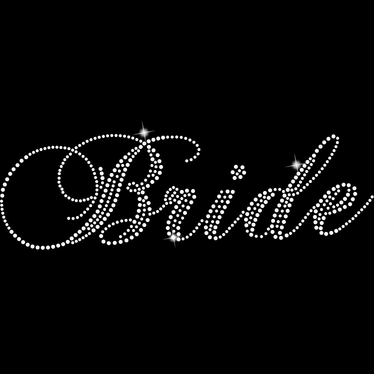 2 Pieces Iron On Bride Rhinestone Applique Transfer DIY Heart T-Shirt Transfer Decal Glitter Crystal Pattern Decoration Heat Transfer Designs (White)