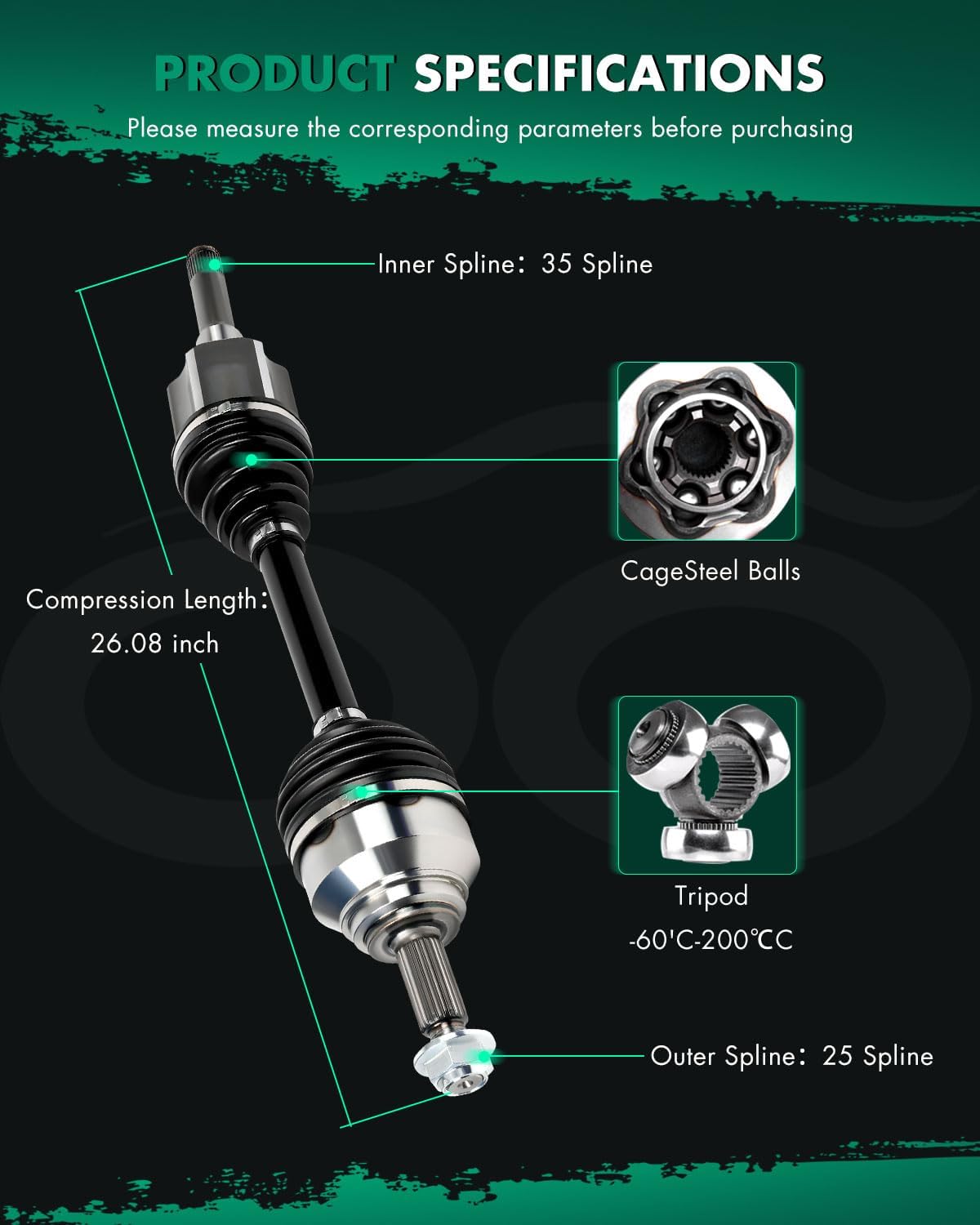 SCITOO Front CV Axle Shaft Assembly fit For Ford EcoSport 2.0L 2018-2020 1pcs Front Left Driver Side NCV11255