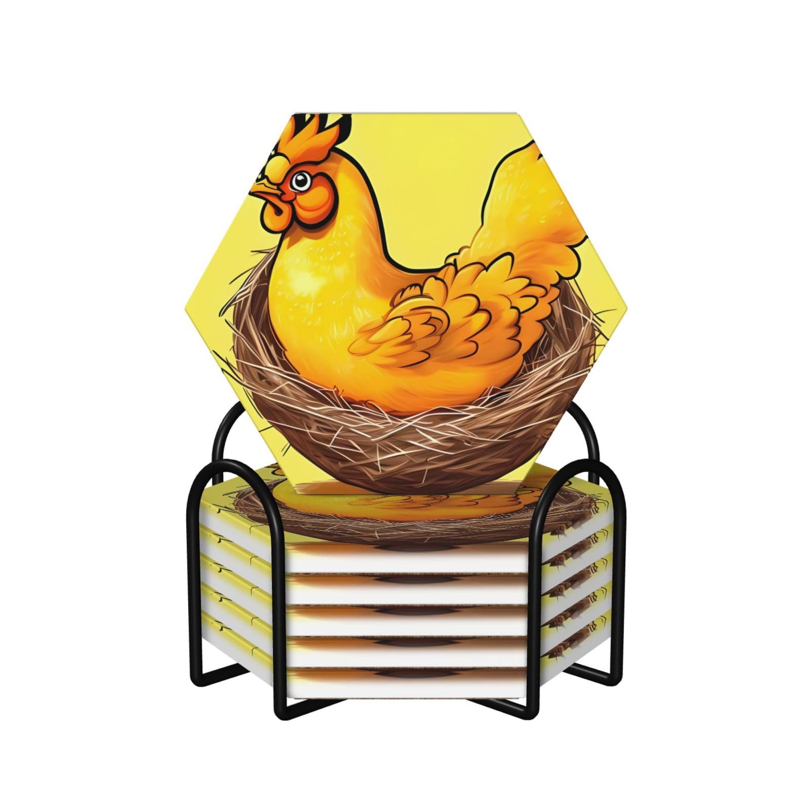 Dessous de verre céramique poulet doré pour vos apéritifs entre amis