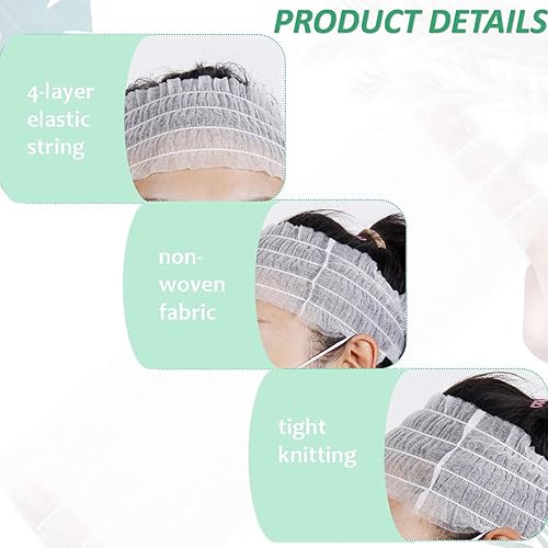 Miniatura 3 de Paquete de 50 diademas de spa no tejidas suaves y desechables, banda elástica para el cuidado de la piel, diadema elástica para la cara, para