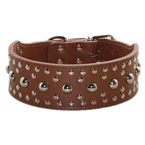 Haoyueer - Collares para perros de piel con tachuelas unisex, nuevos collares para perros medianos y grandes…