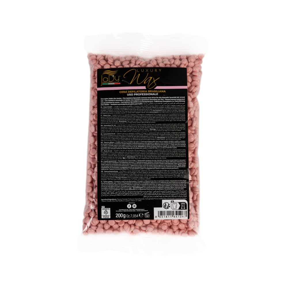 JaDy Cera brasileña profesional sin tiras – Perlas de cera depilatoria para una depilación indolora – 200 g Rosa Titanio