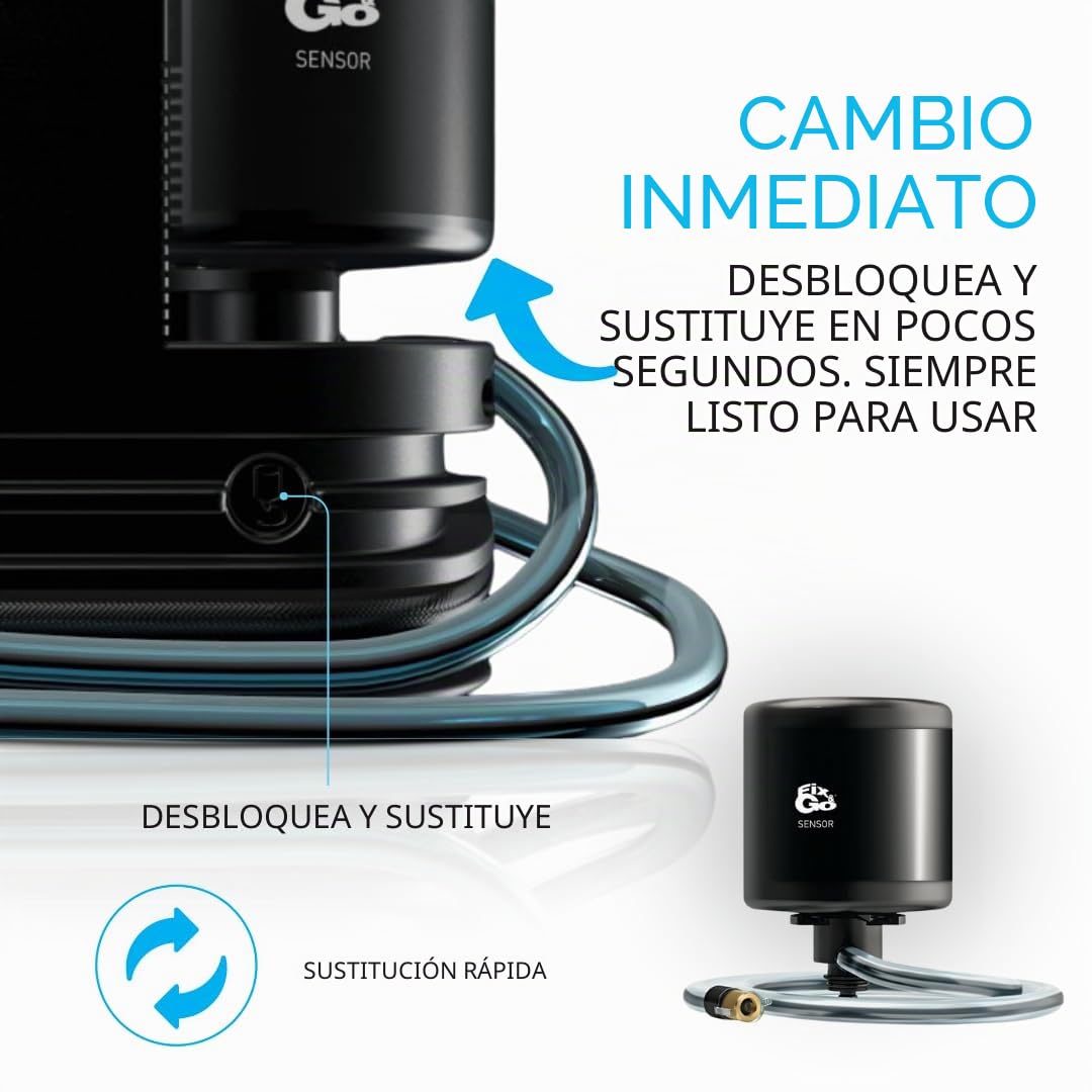 Fix&Go Sensor - Kit de reparación de neumáticos de coche con compresor de aire portátil de 12 V - Sistema de control electrónico de sellante - Compatible con TPMS - para coches, SUV y vehículos
