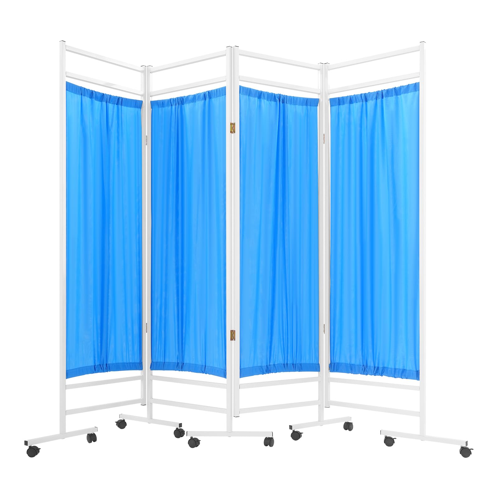 6FT Medical Privacy Screen, Rolling Room Divider with Wheels for Office, Beauty Salon, Hospital, Clinic, Massage Room, Double-Layer Nylon Fabric, More Privacy (Blue)
