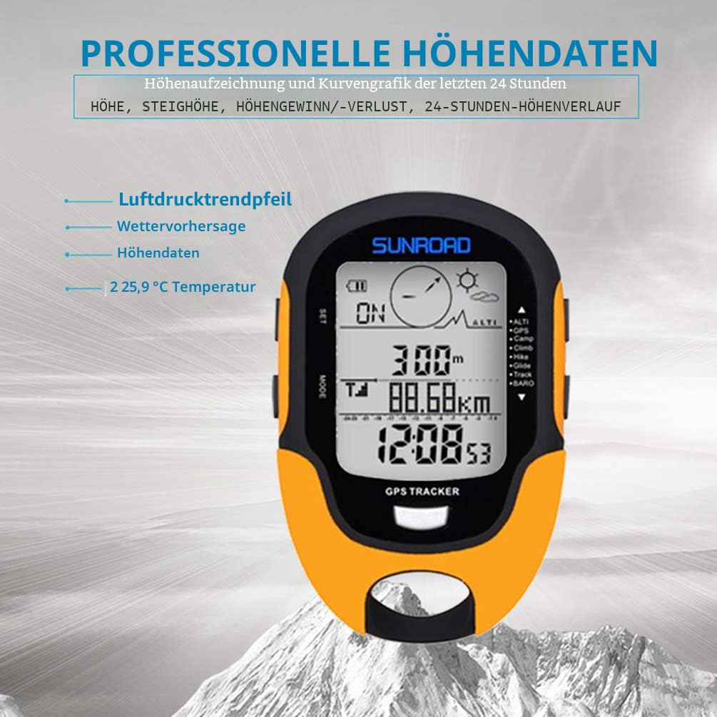 Digital Höhenmesser Tragbarer Kompass mit Wettervorhersage Multifunktions Höhenmesserbarometer für Wandern, Camping, Wohnwagen und Outdoor-Aktivitäten