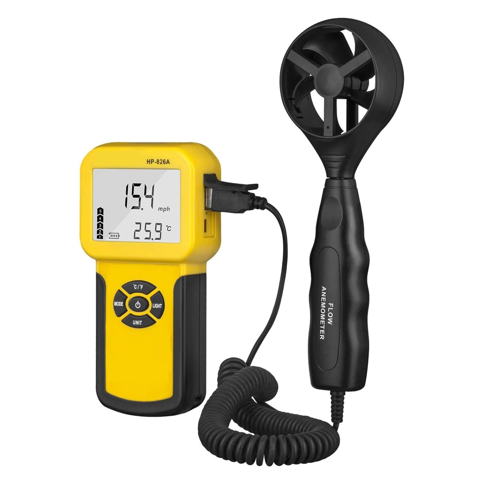 Sensor de velocidad del viento de 0,3 a 30 m/s HP-826A, anemómetro digital, instrumento de medición del volumen de aire, comprobador portátil
