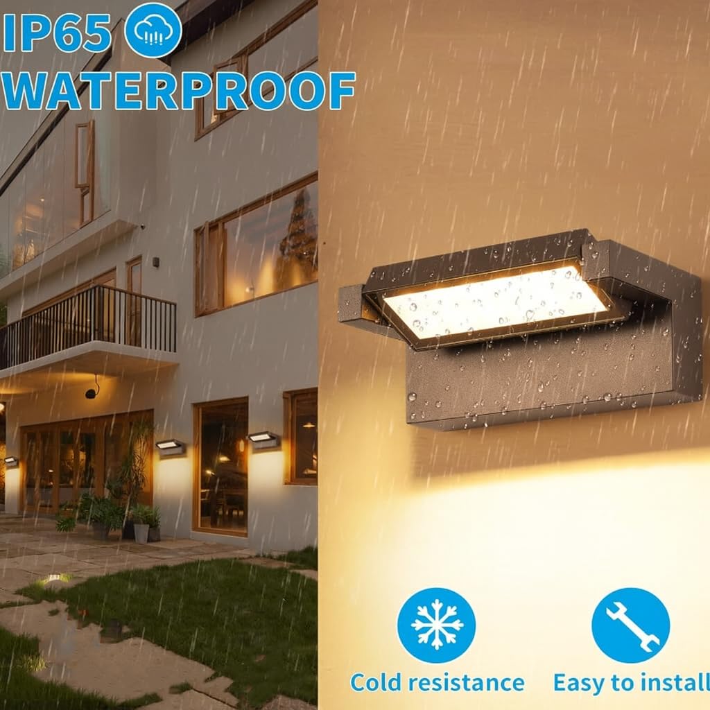 Dopa Dopastore Applique da Parete LED 21W con Paralume Inclinabile di 240° Lampada da Muro Design Moderno per Ambienti Esterni IP65 (Marrone)