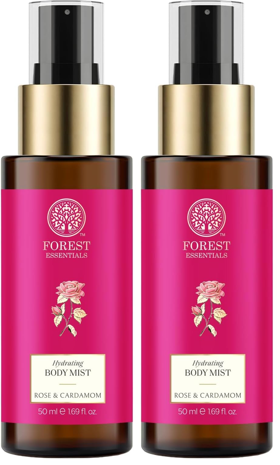Forest Essentials Fragrant Body Mist Rose & Cardamom | Aloe Vera juice infused Perfume Spray to keep Skin Scented & Hydrated Through the Day (Pack of 2)-image-39