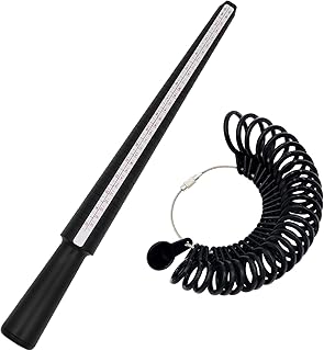 Yasumai Black Plastic Ring Sizer Gauge Set Ring Mandrel Measuring Stick Jewelry Making Tools 0-13 US Size UK Finger Sizing Loop Ring Tools