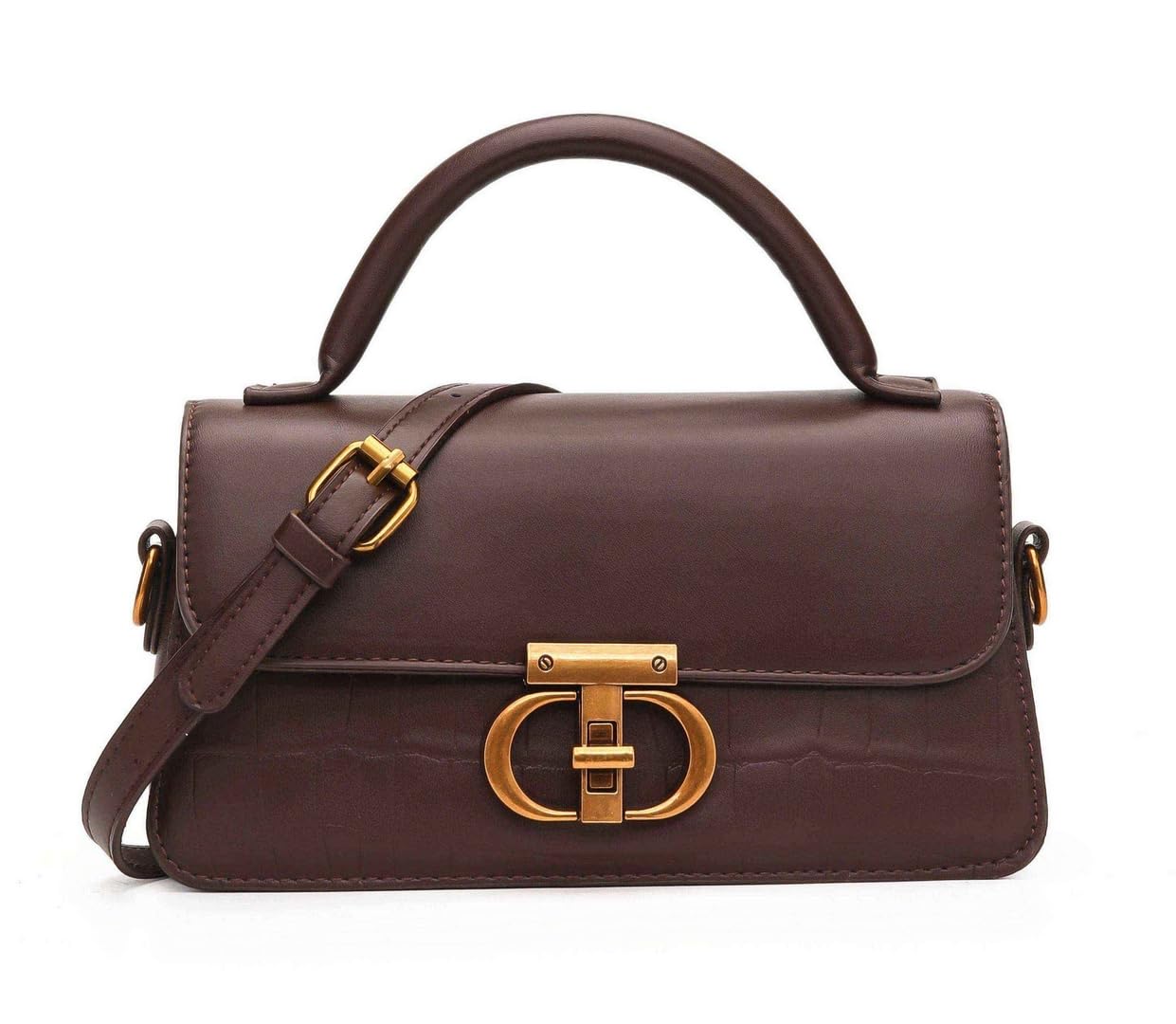 diva dale Women's Brown Faux Leather Flap Satchel Bag with Crossbody Strap-picture-50