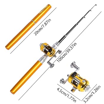 Amazon | ポケットペン釣り竿、ペンロッドとリールコンボ