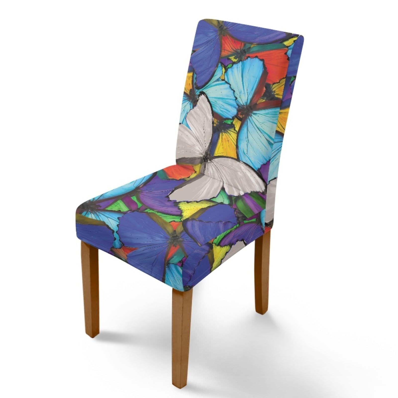 Chair Covers Grey Blue Insects Dining Chair Covers for Dining Chairs 6 Stretch Spandex Washable Reusable Universal Dining Chair Cover Slipcovers Removable Protector for Kitchen, Party, Home Decor