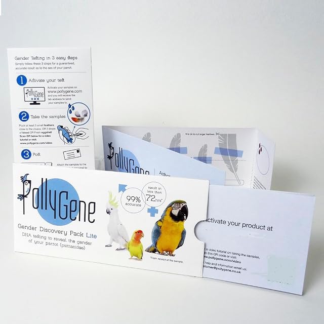 Pollygene Tarjeta de Sexado de Aves por ADN para Loros, Agapornis, Cacatúas