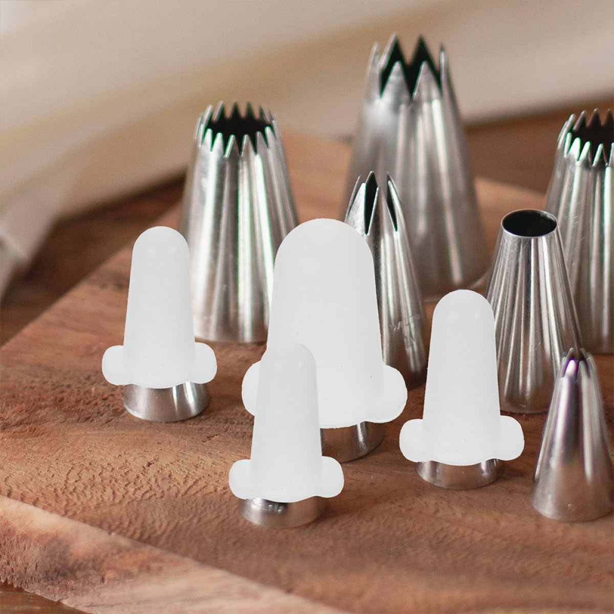 TOYANDONA 6 Pezzi Coperture Protettive in Silicone per Punte da Torta, Flessibili e Resistenti, Adatte alla Maggior Parte delle Punte per Decorare Torte in Bianco