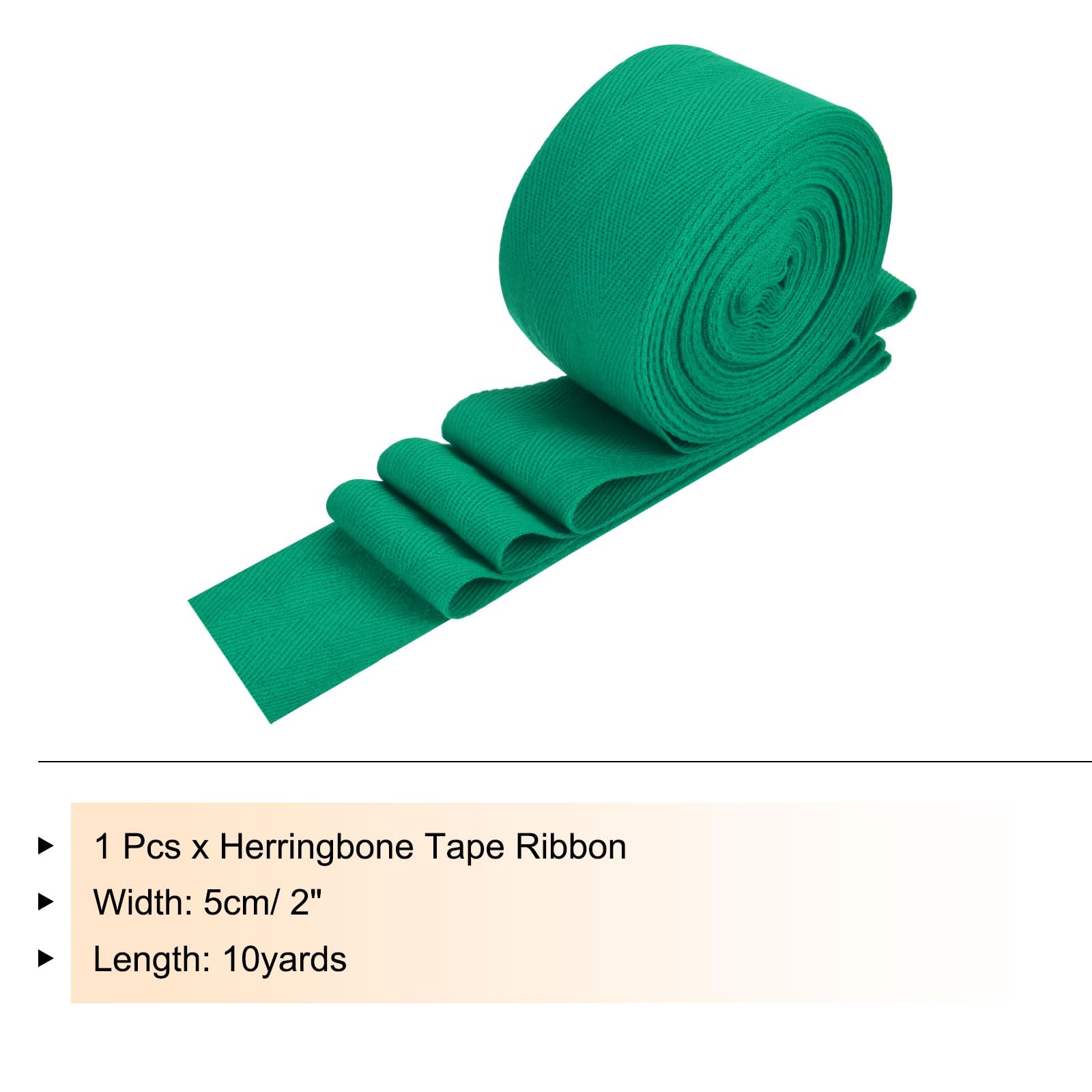 PATIKIL Cotton Twill Tape 2 Inch 10 Yards Cotton Ribbon Bias Binding Tape Herringbone Webbing Trim for Sewing Gift Wrapping Craft DIY Grass Green - Image 2