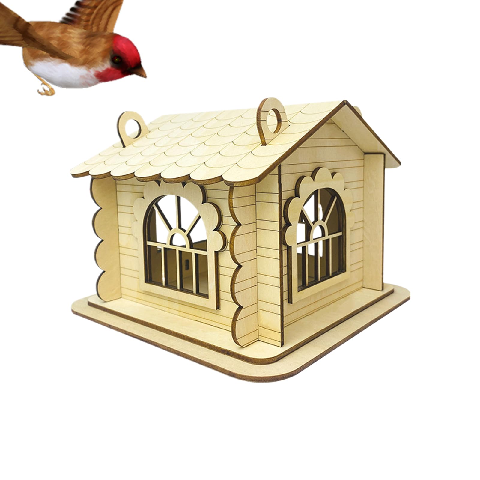 Nichoir à Oiseaux En Bois Rustique - Décoratif Pour Jardin, Balcon, Terrasse, Fenêtre - Abri Et Mangeoire