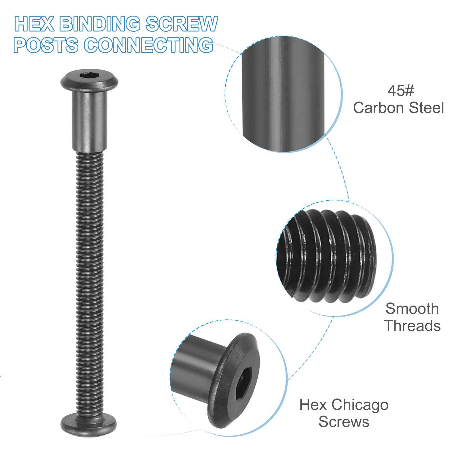 PATIKIL M8 x 60 mm Hex Chicago Screws - Image 3