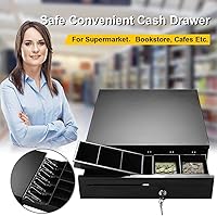Vista 3 de Happygrill Caja de cajón de efectivo POS, registro de punto de venta, almacenamiento de dinero en efectivo con bandejas extraíbles para monedas