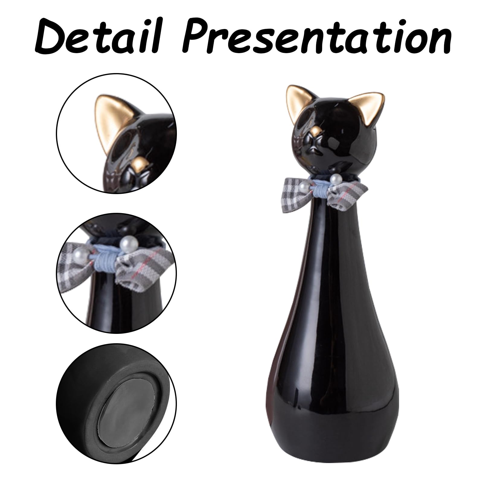 Urna para Gatos, 9,5 x 9,5 x 25,5 cm Urna Cenizas Negra con Collar de Lazo 550 ml Urnas para Mascotas de Cerámica para Recordar a Tu Querida Mascota Urnas para Gatos Regalo Conmemorativo
