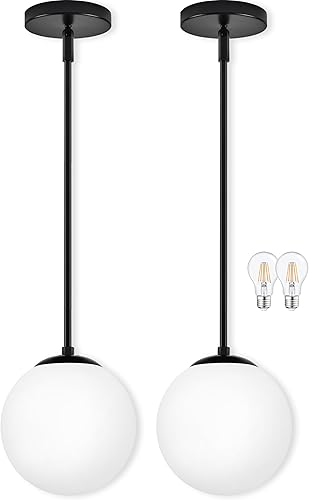 Miniatura 27 de Lámpara Colgante de Globo de 6" Dorada Lámpara Colgante de Mediados de Siglo Luces Colgantes de Globo para Isla de Cocina Acabado en Latón Cepillado