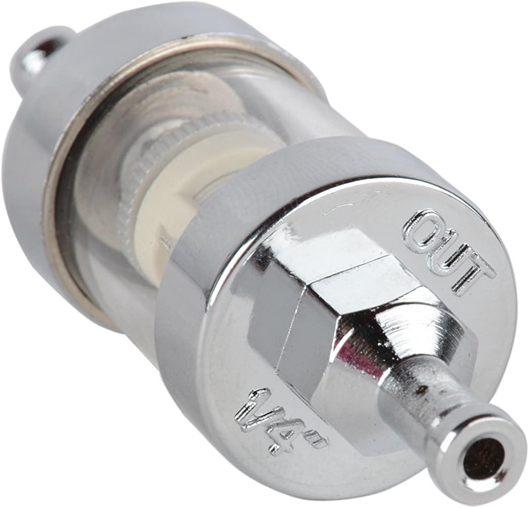 Enking 1/4" 6mm Oil Cleaner Chrome Fuel Filter Clear Glass Fuel Line Filter