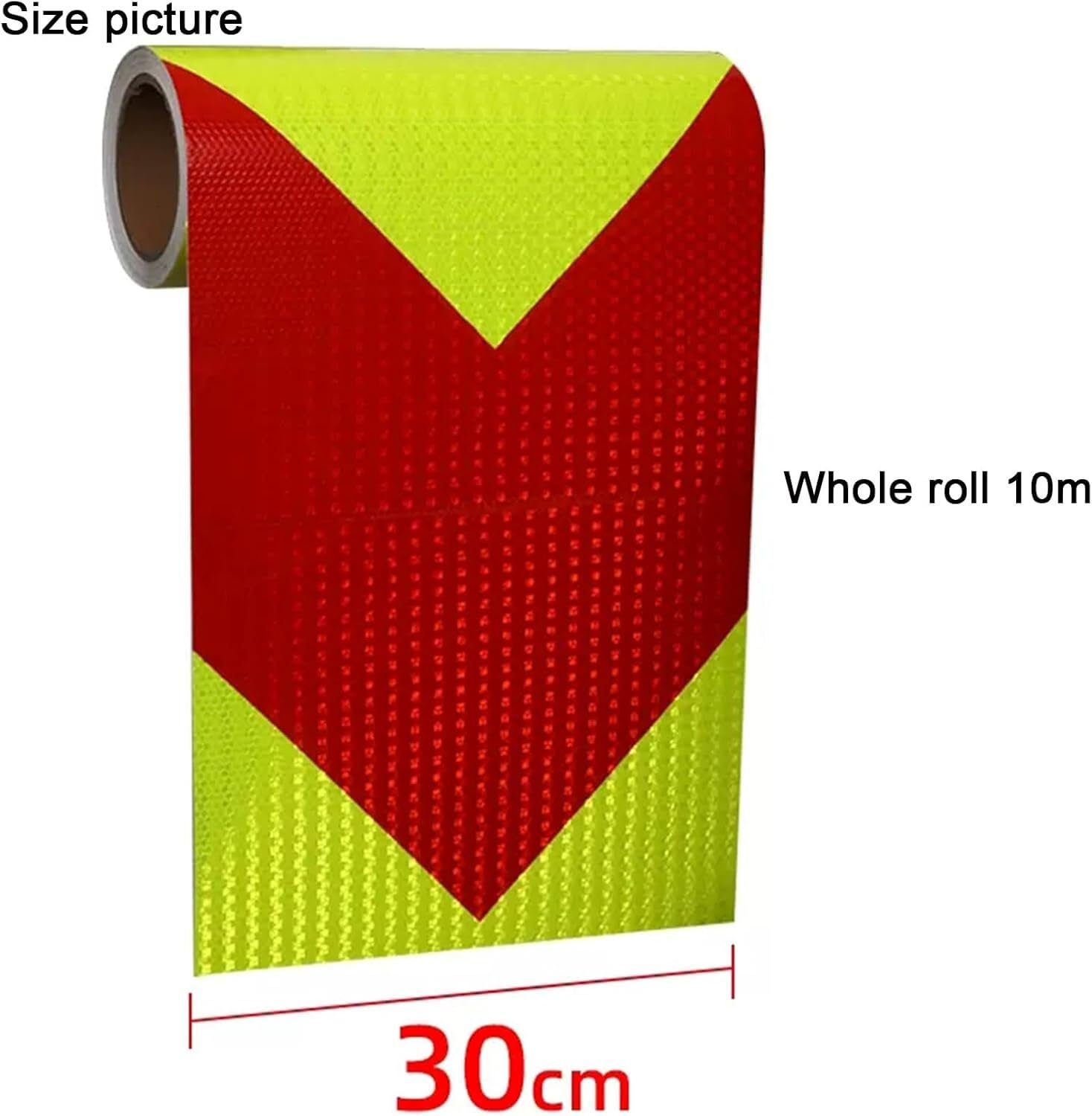 Taśma ostrzegawcza odblaskowa, Taśma odblaskowa ostrzegawcza samoprzylepna 30 cm x 10 m wielokolorowa(Red Green)