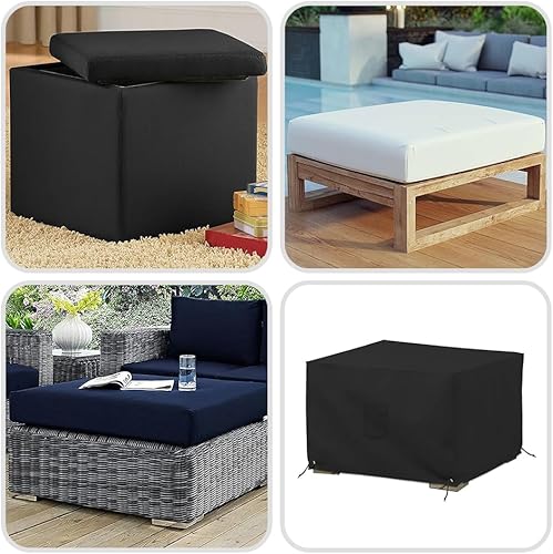 Miniatura 8 de Covers & All Funda otomana para exteriores, poliéster de PVC de 12 onzas, impermeable, resistente a desgarros y rayos UV, fundas cuadradas para