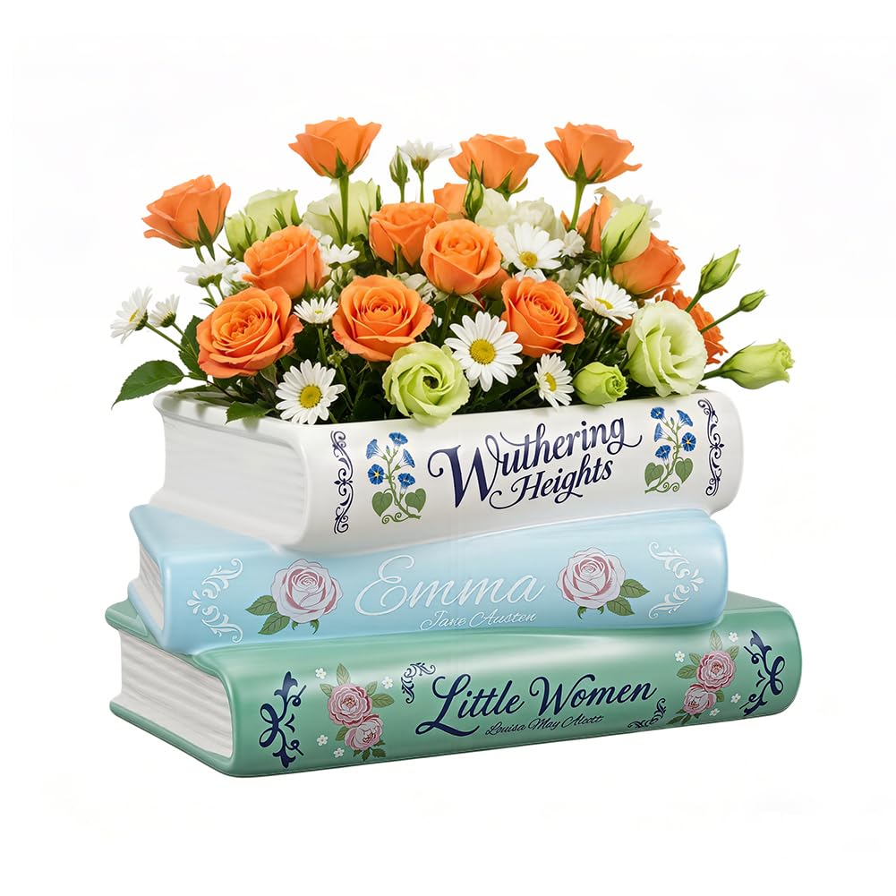 GLASSWINDS Book-Shaped Ceramic Planter, Unique Decorative Vase for Flowers with Drainage Hole, Cute Bookshelf Decor, Storage Box & Gift for Book Lovers — image 1