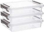 Citylife 3 PCS Plastic Storage Bins with Latching Lids Clear File Box Portable Storage Containers for Organizing A4 Paper, Document, Scrapbook, 14.65" x 10.43" x 2.87"