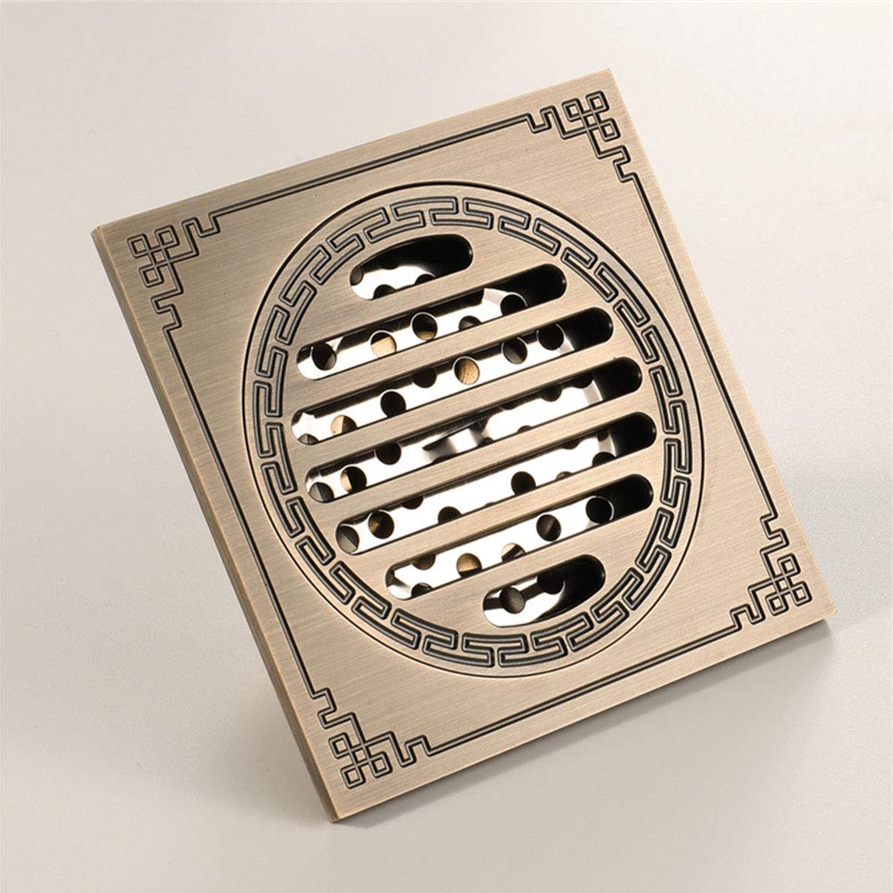 Desagüe de Piso de latón Antiguo, 4 Pulgadas, Cuadrado, para Ducha de baño, desagüe de Piso, colador de desechos para baño, Cocina, Porche