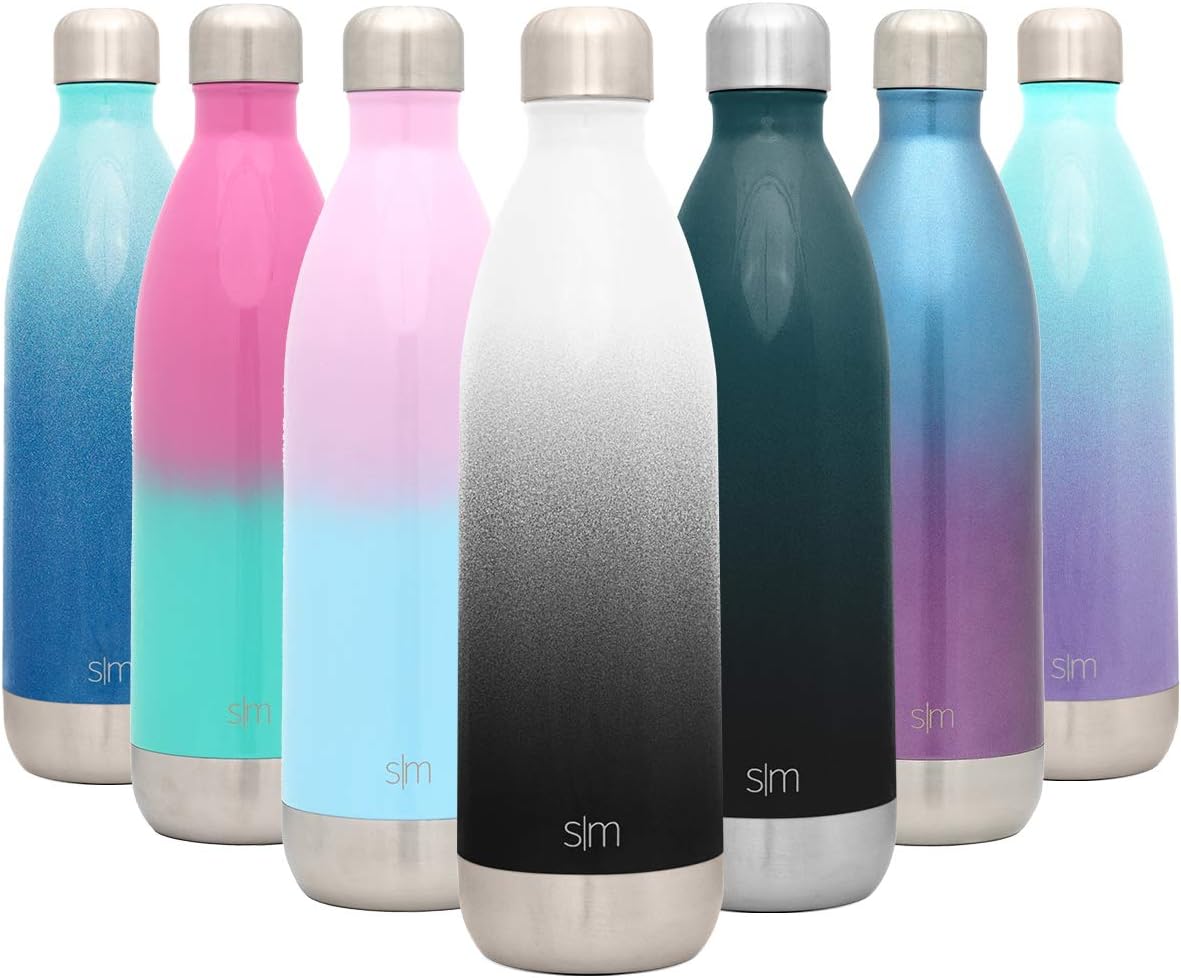 Simple Modern 34 Ounce Wave Water Bottle - Stainless Steel Liter Double Wall Vacuum Insulated Leakproof Ombre: Tuxedo