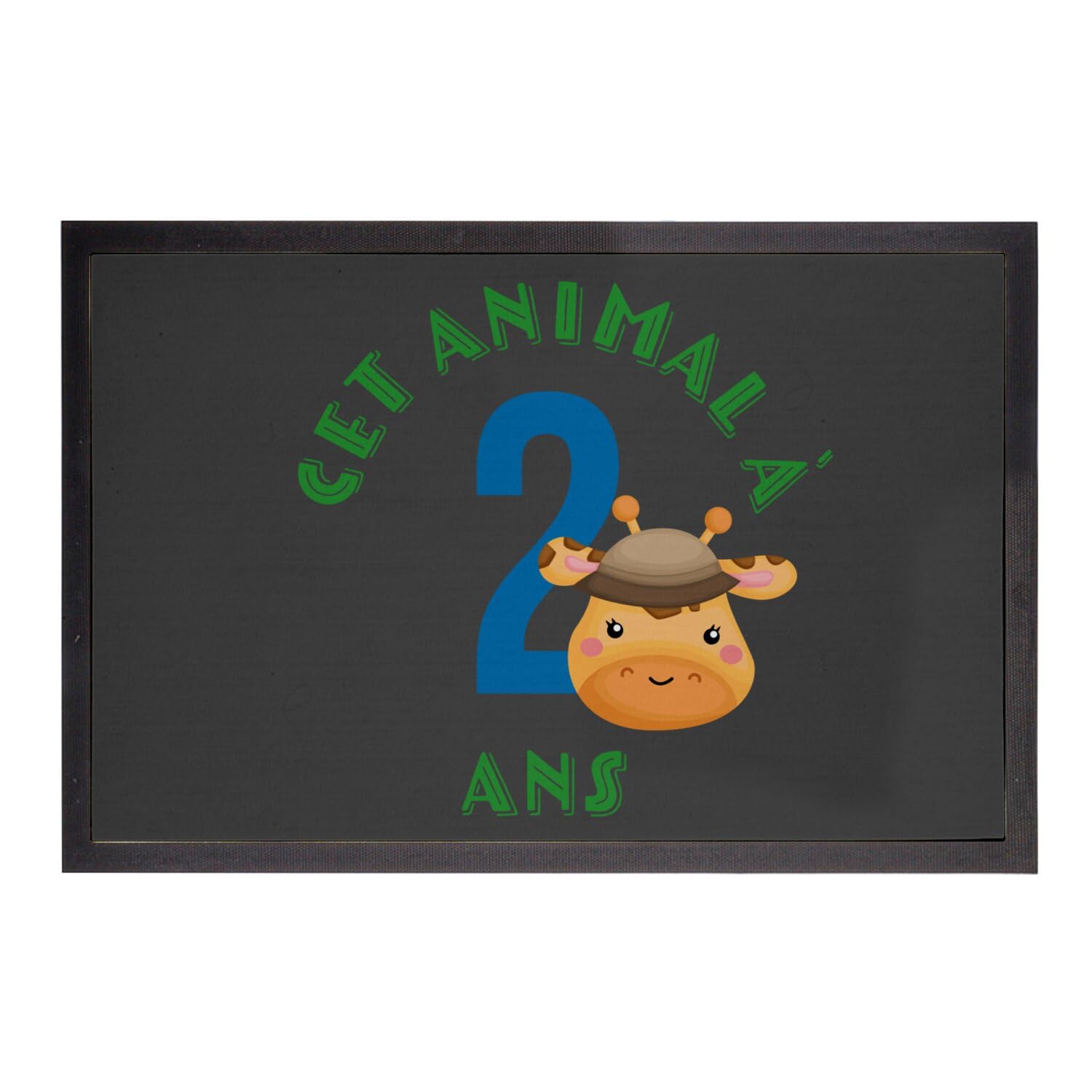 Paillasson Noir Cet Animal À 2 Ans - Tapis Thème Safari 60x40cm