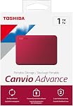 Toshiba Canvio Advance 1TB Portable External Hard Drive USB 3.0, Red - HDTCA10XR3AA