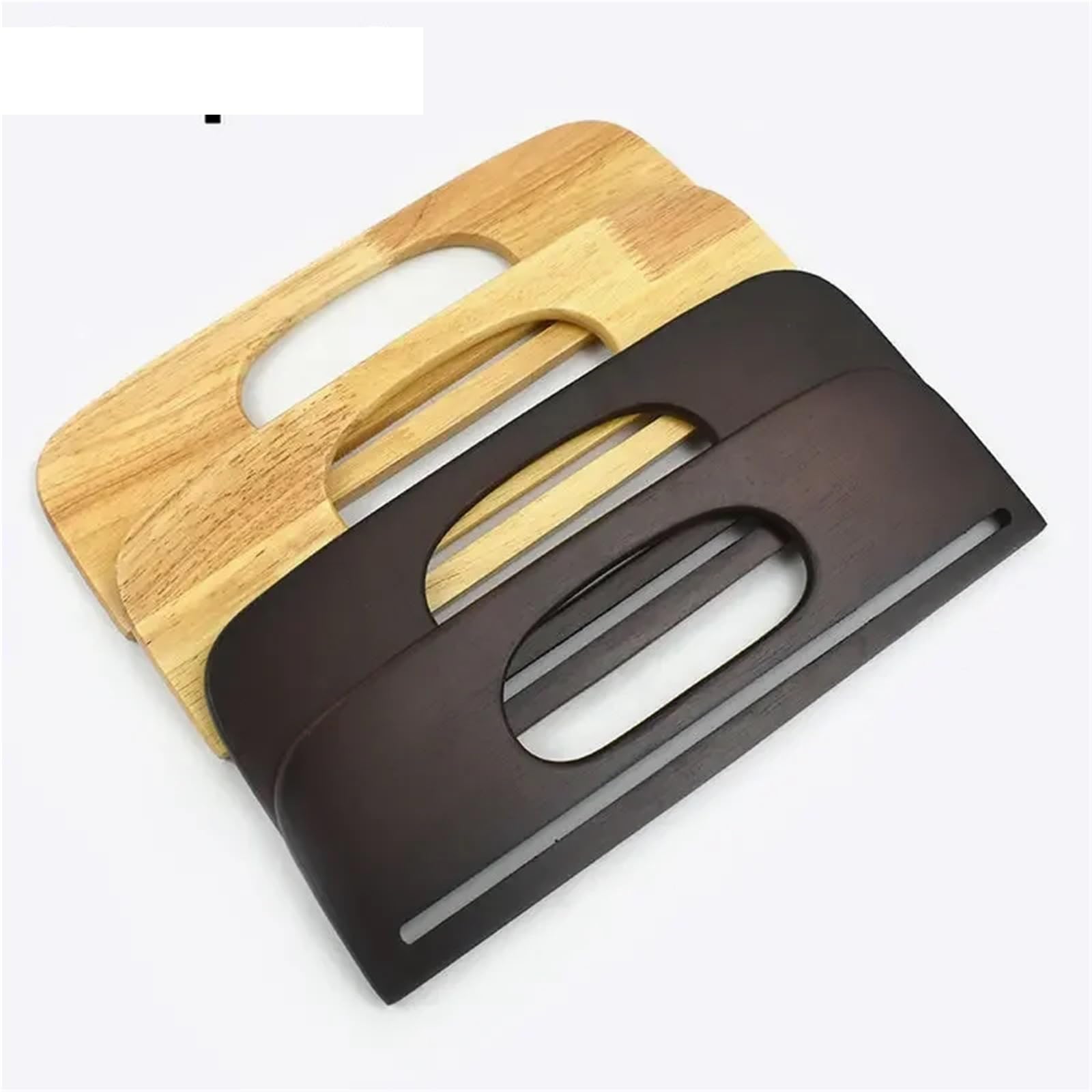 2 piezas de asas madera for bolsos, soportes cierre for tejidos a mano, marcos for, accesorios costura DIY Para Bolso(Coffee)