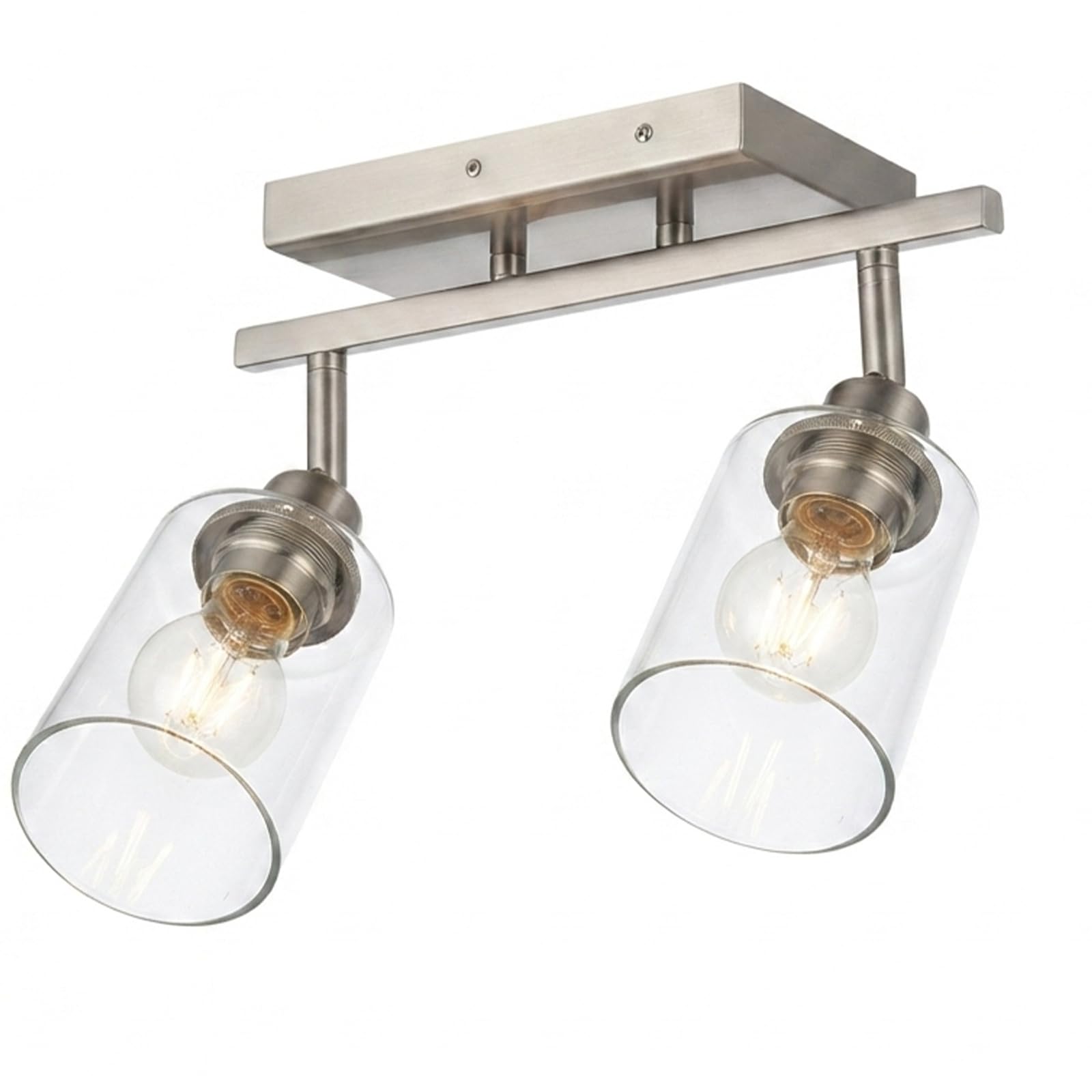 2 Light Track Lighting Fixtures Ceiling, Modern Brushed Nickel