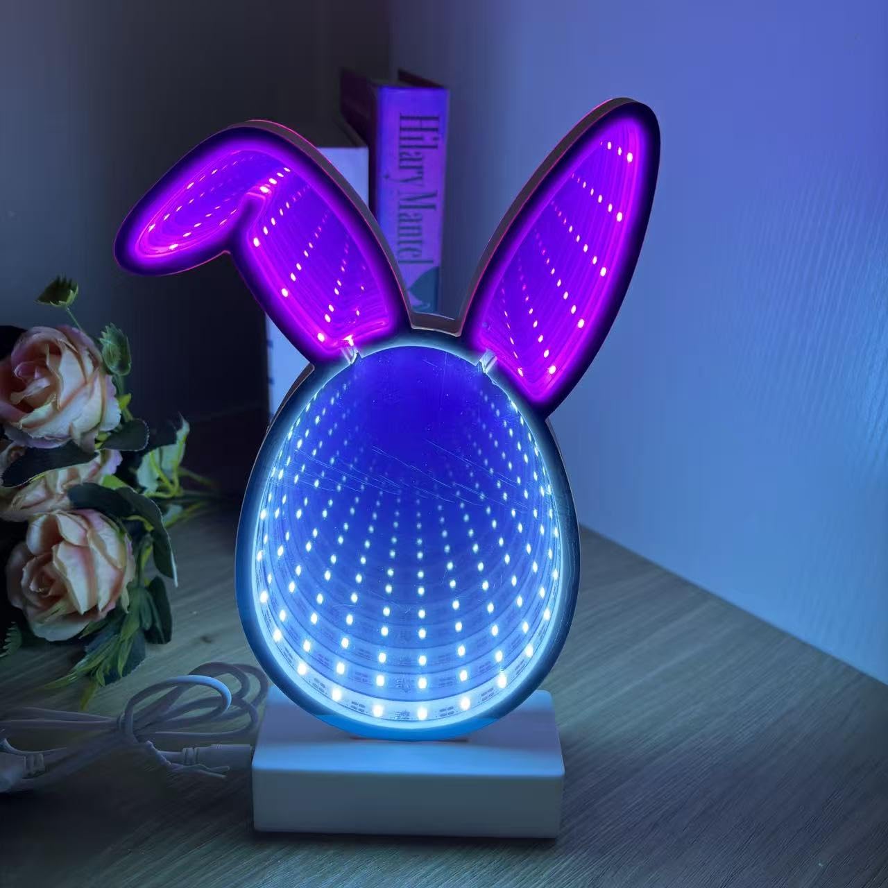 Nieskończoność lustrzany tunel w kształcie królika LED lampka nocna, królik, wielkanocny tunel lustrzany, lampa biurkowa na imprezę, dekoracja domu (królik)