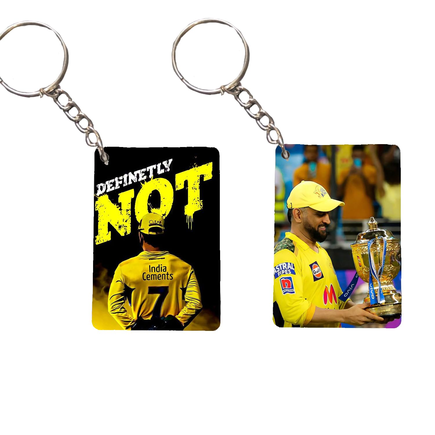 M.S Dhoni Cricket CSK Theme Keychain set for Bags, Bikes and Cars Rectangular shape (Pack of 2)-image-33