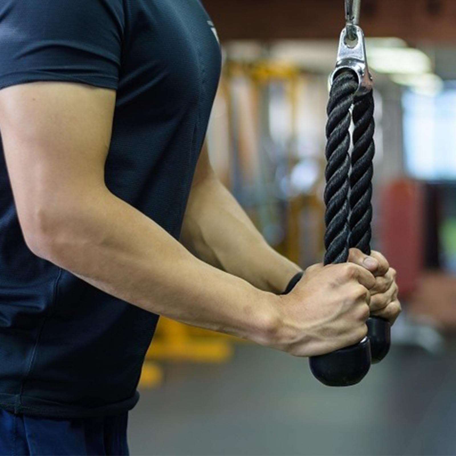 Trizepsseil Zugseil mit Stange aus Stahl und Nylon für Fitnessgeräte Zubehör im Gym Zubehör mit Doppelgriffseil für Sommerstimmung Beim Home Gym Workout