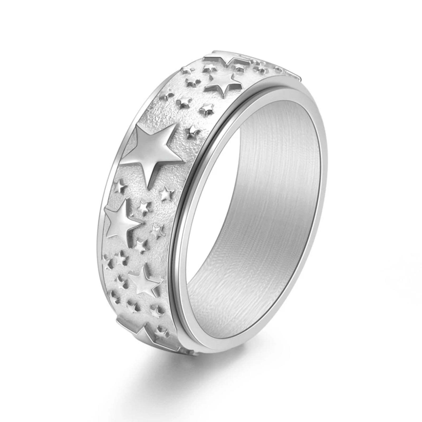 Ring Ringe Damen Bijouterie Herren Edgy Pentagramm Spinner Ring Hypoallergen Drehbarer Schmuck Unisex Fidget Band Für Stressabbau Gothic