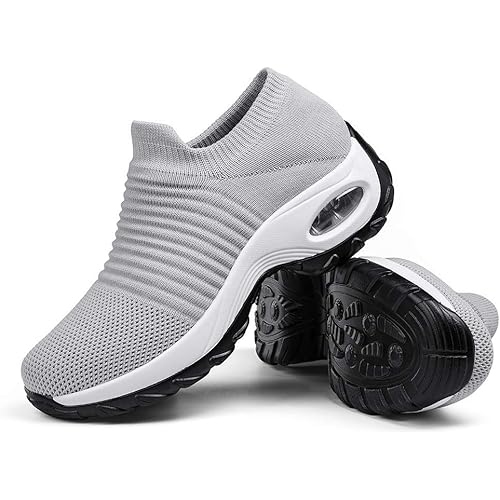 Women's Walking Shoes Sock Sneakers - Mesh Slip On Air Cushion Lady Girls Modern Jazz Dance Easy Shoes Platform Loafers