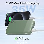NOBIS 35W Portable Charger Power Bank 10000mAh, Fast Charging with 2 USB-C & USB-A, Digital Display Battery Pack for Phone and Tablet