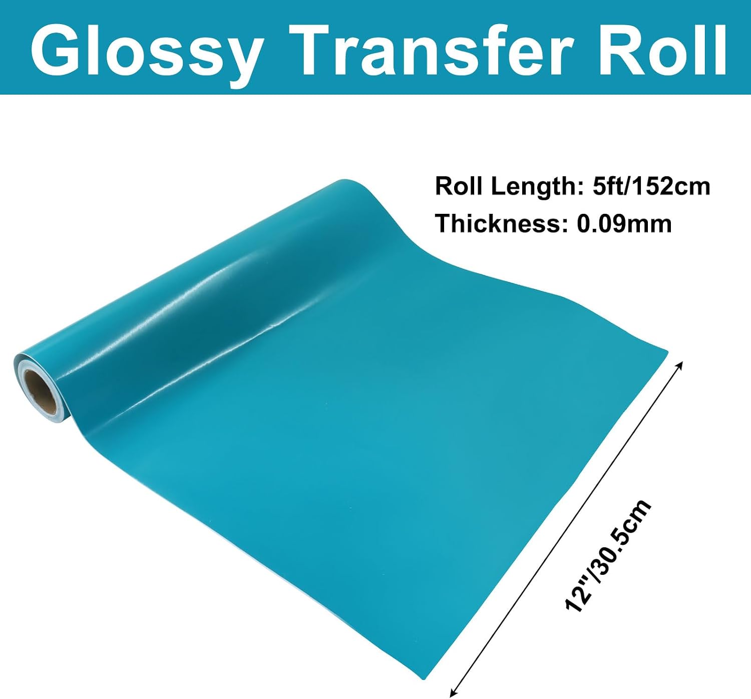 Luomorgo Teal Permanent Vinyl Roll, 12" x 5FT, 1 Roll