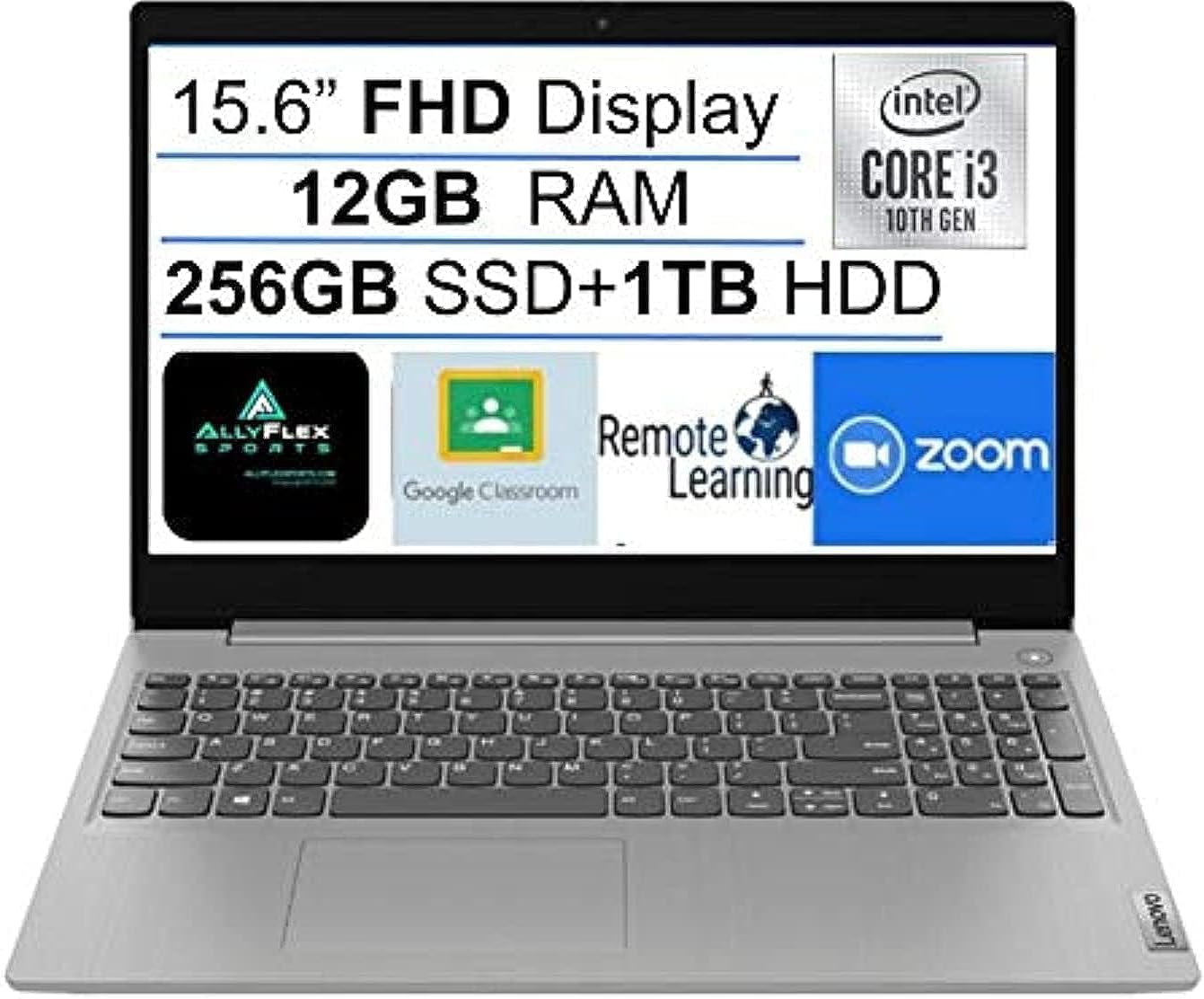 (Upgraded) 15 IdeaPad 3 15.6in FHD Laptop, Intel 10th Gen Core i3-1005G1 Up to 3.4GHz, 12GB DDR4 RAM, 256GB SSD+ 1TB HDD, Webcam, AllyFlex Mousepad
